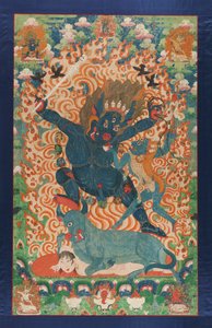 ヤマとヤミ、1700年頃（綿布に鉱物顔料と金）